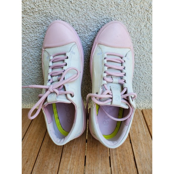 ECCO Flexure T-Cap Sneakers Womens Leather Shoes Off White Pink Size 35 / US 4 - Picture 4 of 12